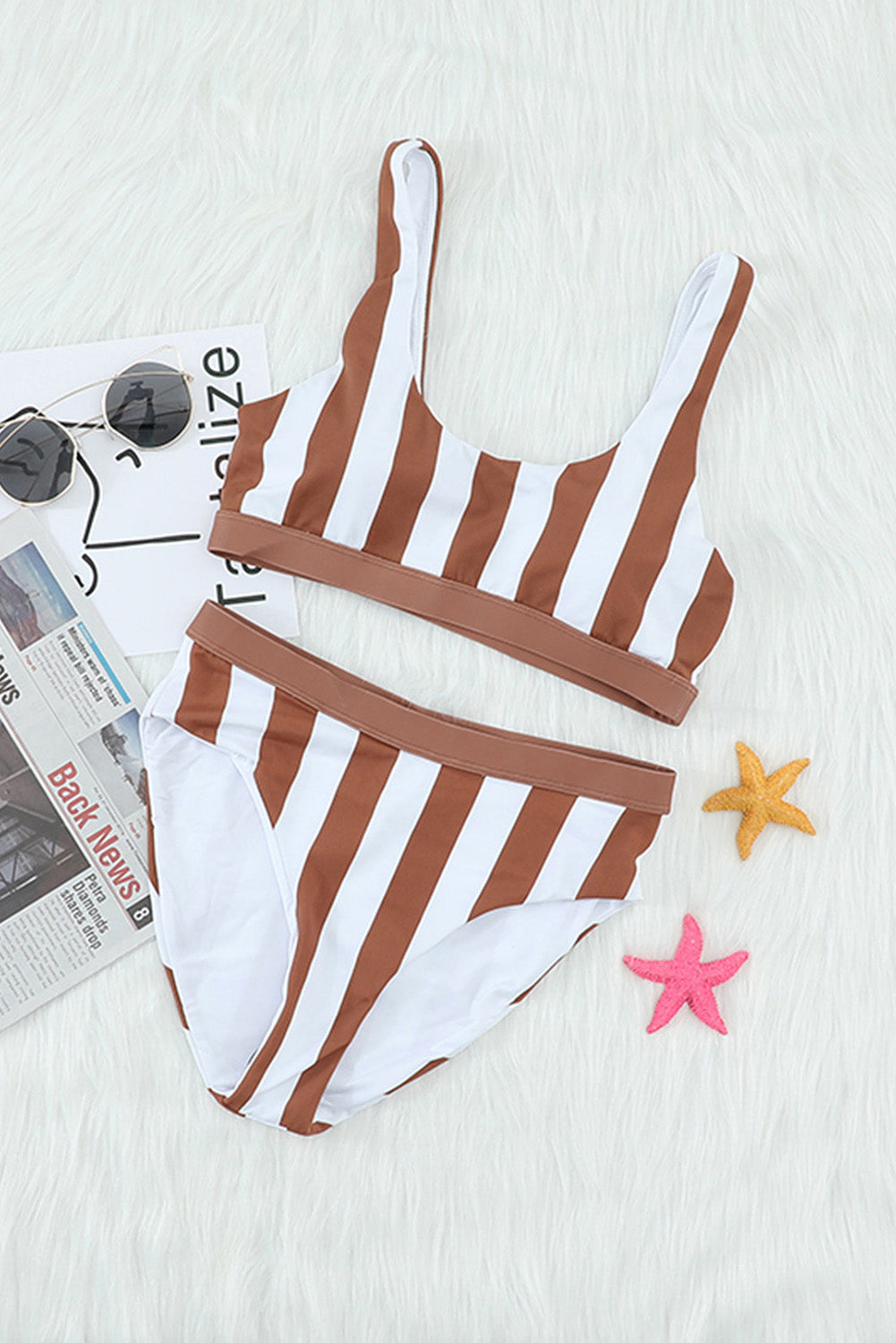 Striped Tank High Waist Bikini - Sosea Swimwear