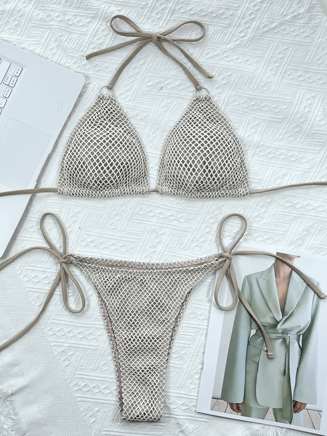 Halter Neck Tie Back Bikini Set - Sosea Swimwear