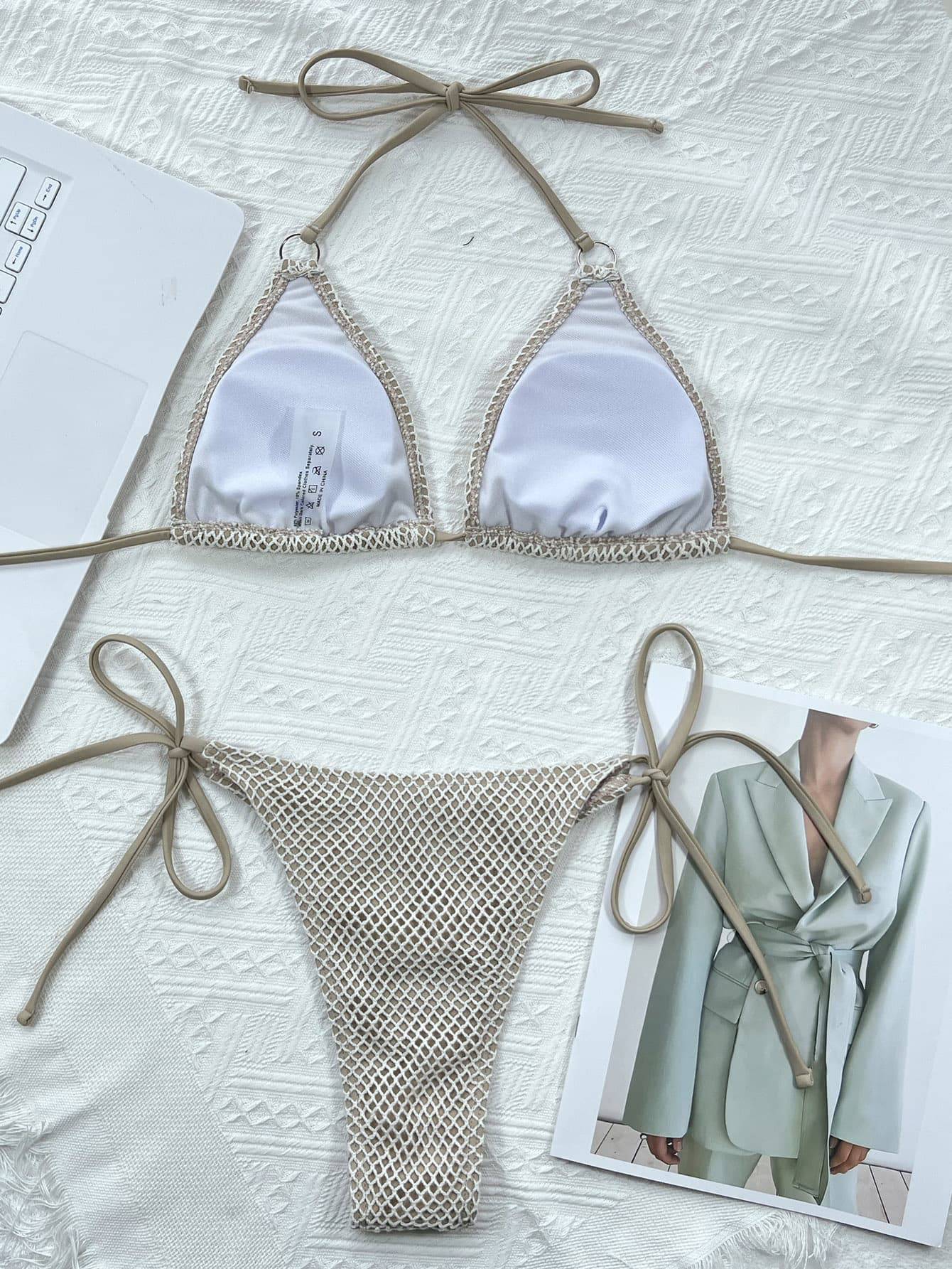 Halter Neck Tie Back Bikini Set - Sosea Swimwear