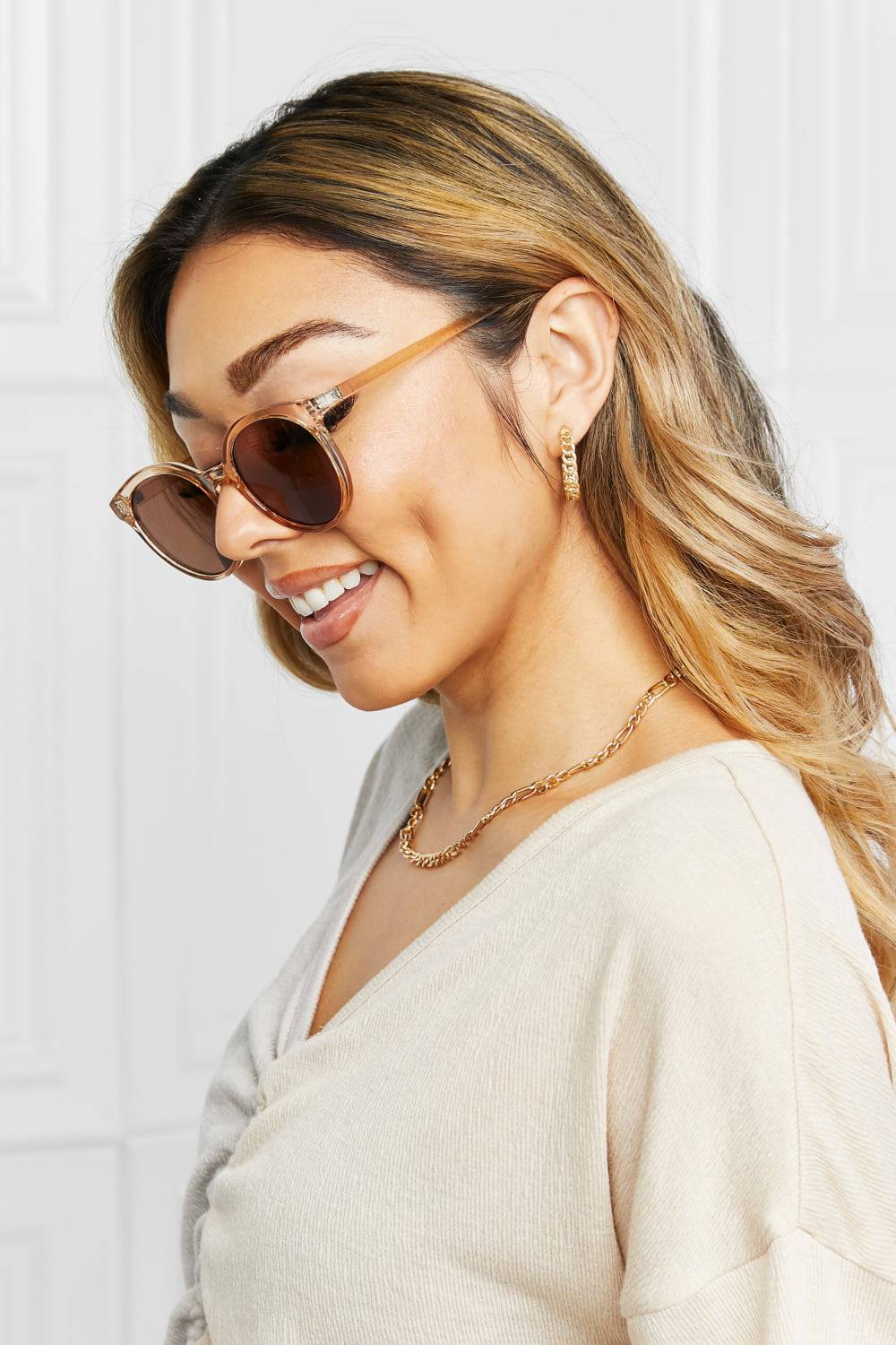 Round Full Rim Polycarbonate Frame Sunglasses - Sosea Swimwear