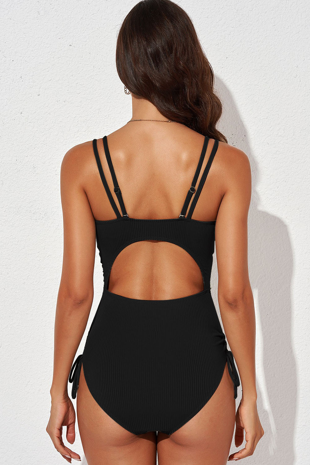 Tied Cutout Plunge One-Piece Swimsuit - Sosea Swimwear