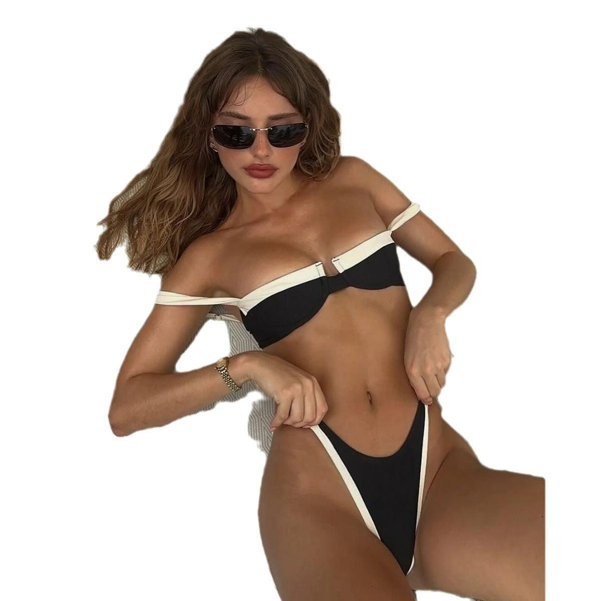 Black and White Lux Bikini Set - Sosea Swimwear
