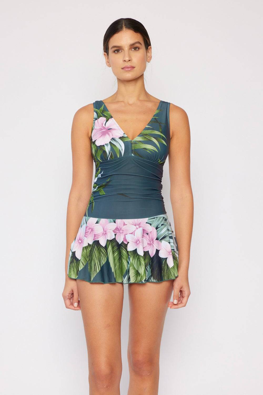 Marina West Swim Full Size Clear Waters Swim Dress in Aloha Forest - Sosea Swimwear