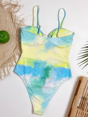 Cutout Tie-Dye Spaghetti Strap One-Piece Swimwear - Sosea Swimwear