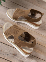 Open Toe Woven Wedge Sandals - Sosea Swimwear