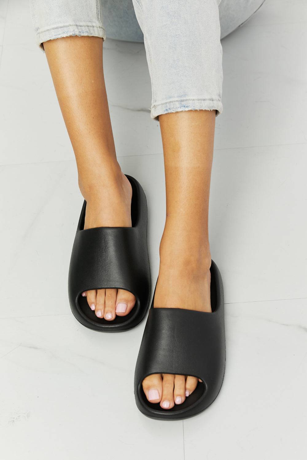 NOOK JOI In My Comfort Zone Slides in Black - Sosea Swimwear