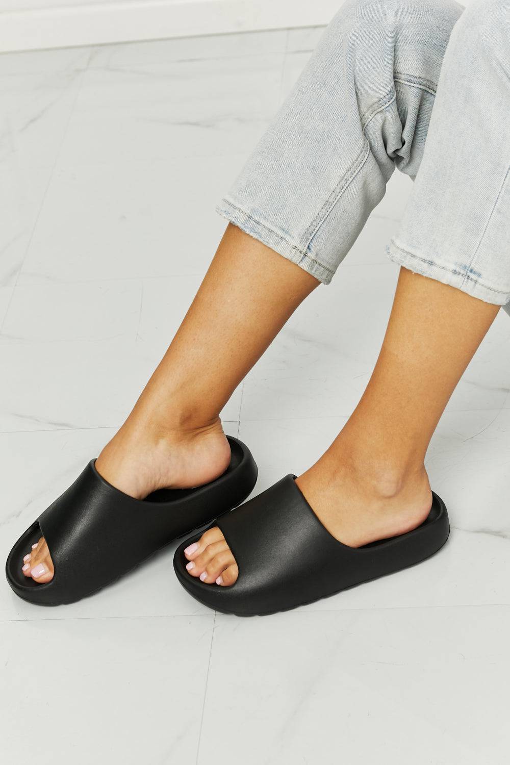 NOOK JOI In My Comfort Zone Slides in Black - Sosea Swimwear