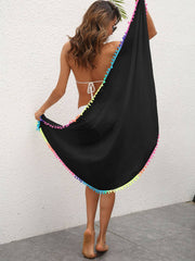 Rainbow Pompom Trim Swim Skirt - Sosea Swimwear