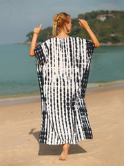 Tie-Dye V-Neck Half Sleeve Cover-Up - Sosea Swimwear