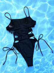 Cutout Lace-Up Spaghetti Strap One-Piece Swimsuit - Sosea Swimwear