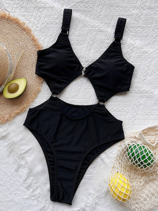 Cutout Plunge One-Piece Swimwear - Sosea Swimwear