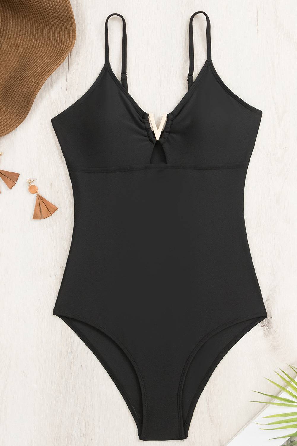 Cutout Spaghetti Strap One-Piece Swimwear - Sosea Swimwear