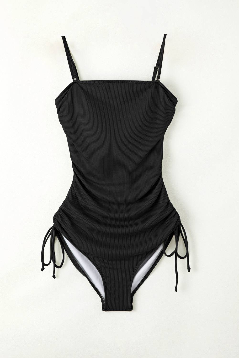 Drawstring Spaghetti Strap One-Piece Swimwear - Sosea Swimwear