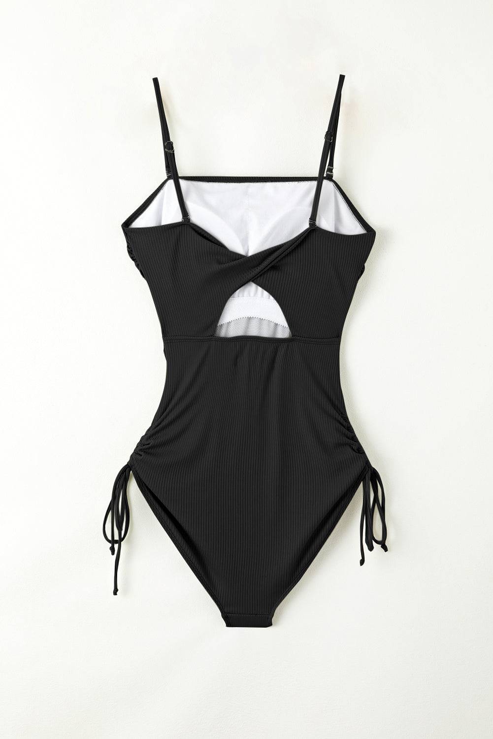 Drawstring Spaghetti Strap One-Piece Swimwear - Sosea Swimwear