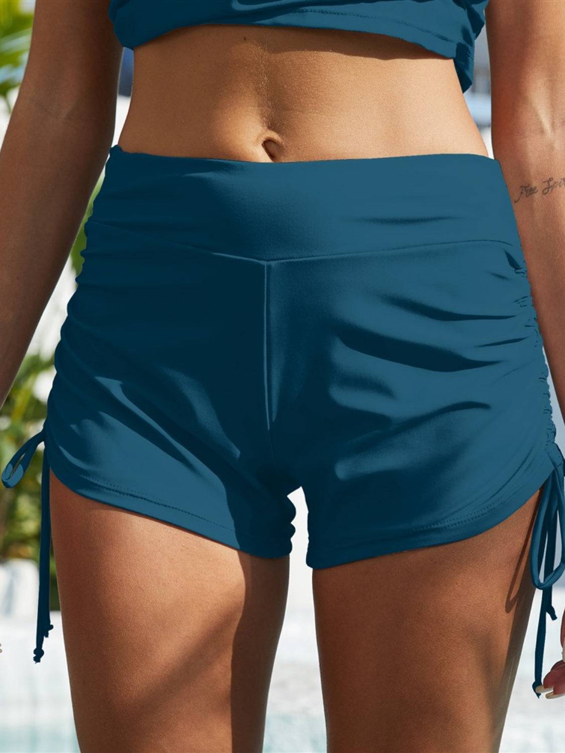 FAM-FAM Drawstring Mid-Rise Waist Swim Shorts - Sosea Swimwear