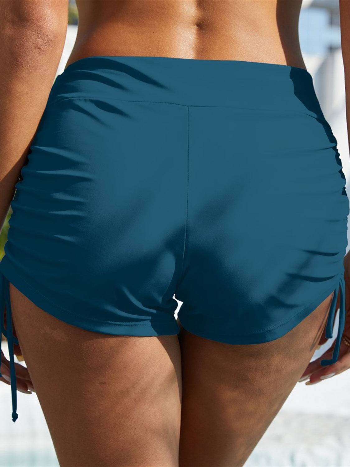 FAM-FAM Drawstring Mid-Rise Waist Swim Shorts - Sosea Swimwear