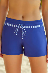 Full Size Run Contrast Drawstring Swim Bottoms - Sosea Swimwear