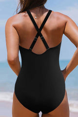 Twisted Crisscross V-Neck One-Piece Swimwear - Sosea Swimwear