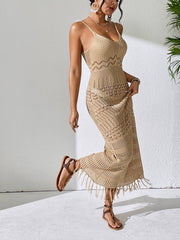 Openwork Scoop Neck Cover-Up Dress - Sosea Swimwear