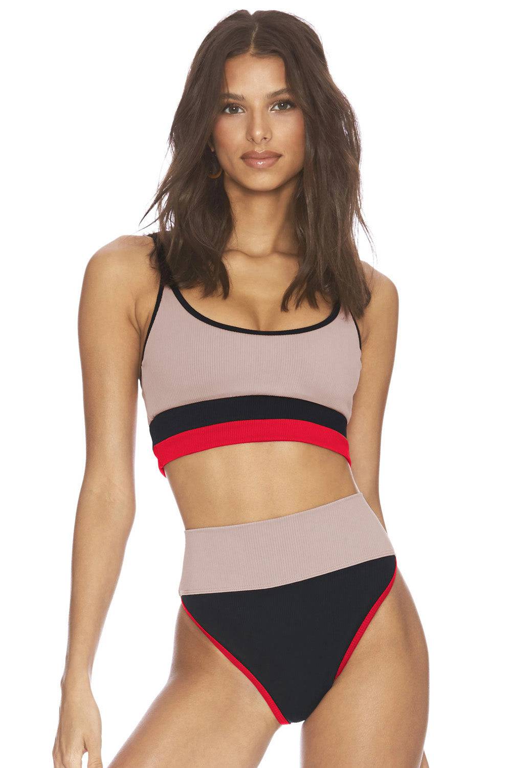 Color Block Spaghetti Strap Two-Piece Swim Set - Sosea Swimwear