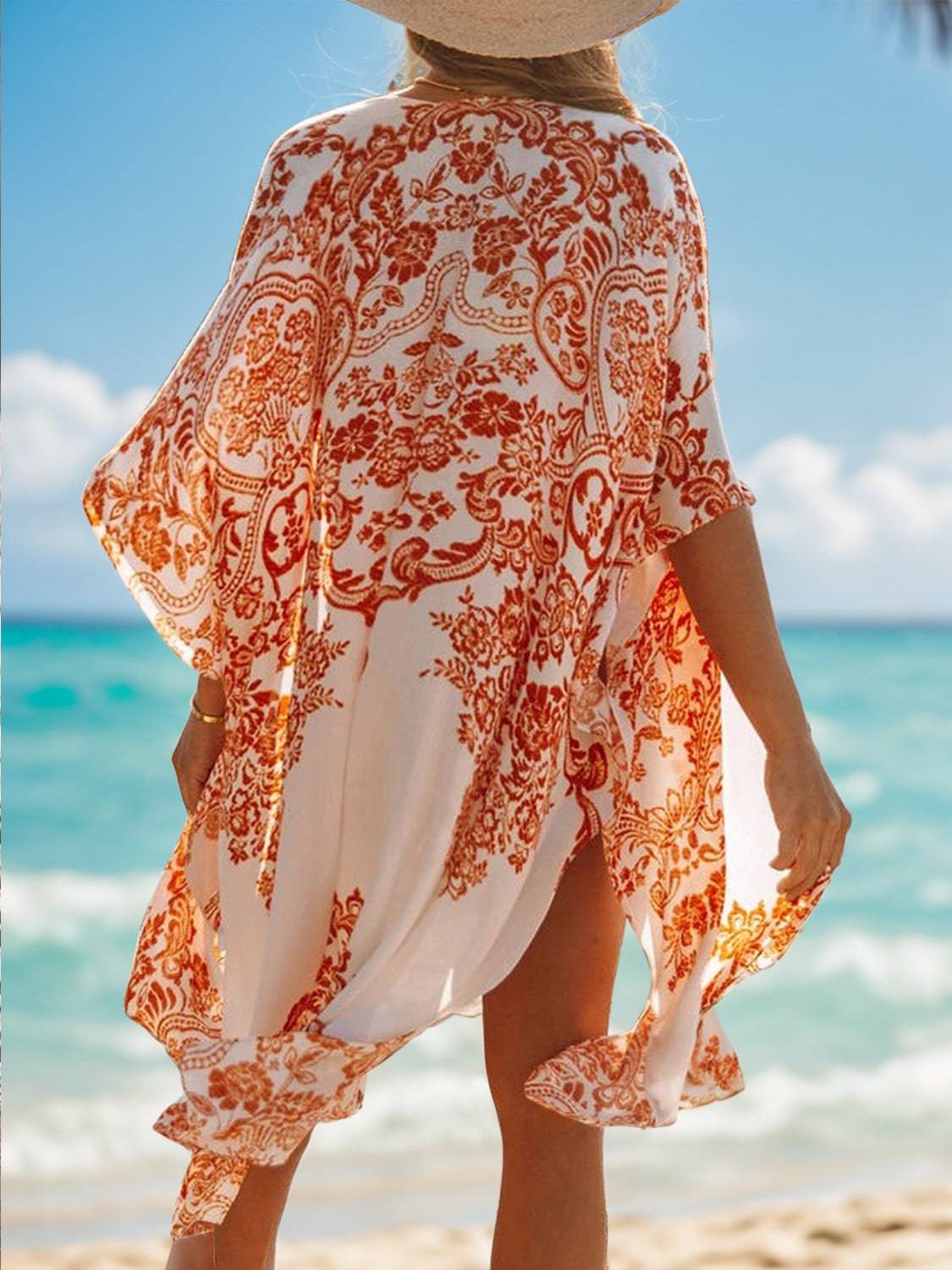 Lovelet Printed Open Front Cover-Up - Sosea Swimwear