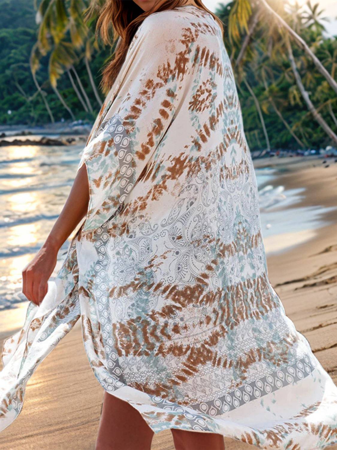 Lovelet Printed Open Front Cover-Up - Sosea Swimwear