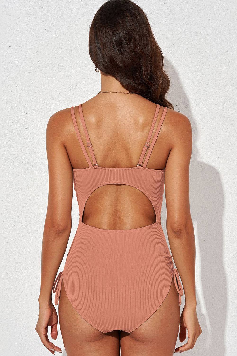 Tied Cutout Plunge One-Piece Swimsuit - Sosea Swimwear