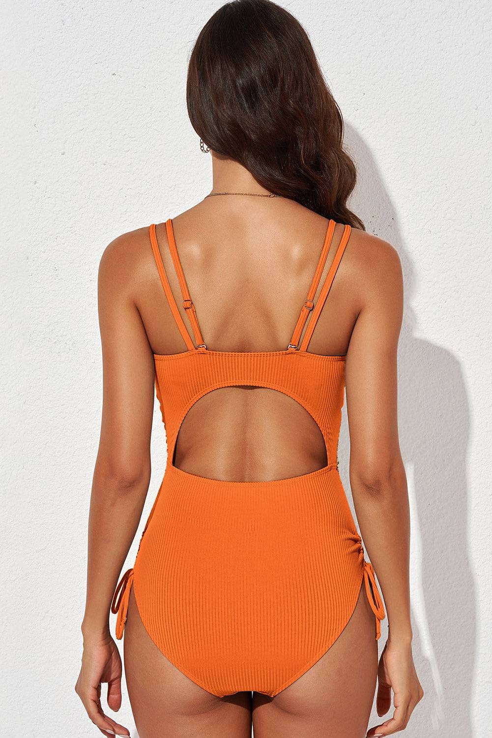 Tied Cutout Plunge One-Piece Swimsuit - Sosea Swimwear
