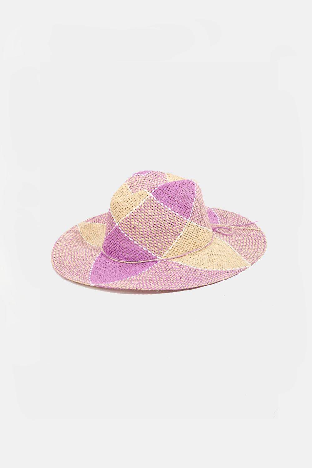 Fame Contrast Straw Braid Hat - Sosea Swimwear