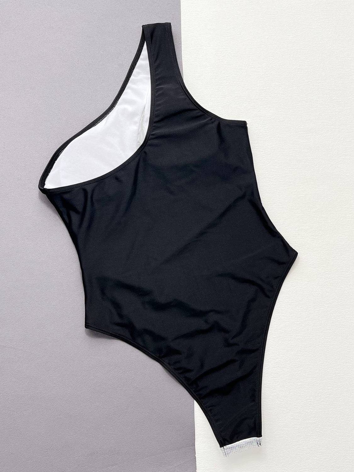 Contrast Panel One-Piece Swimsuit - Sosea Swimwear