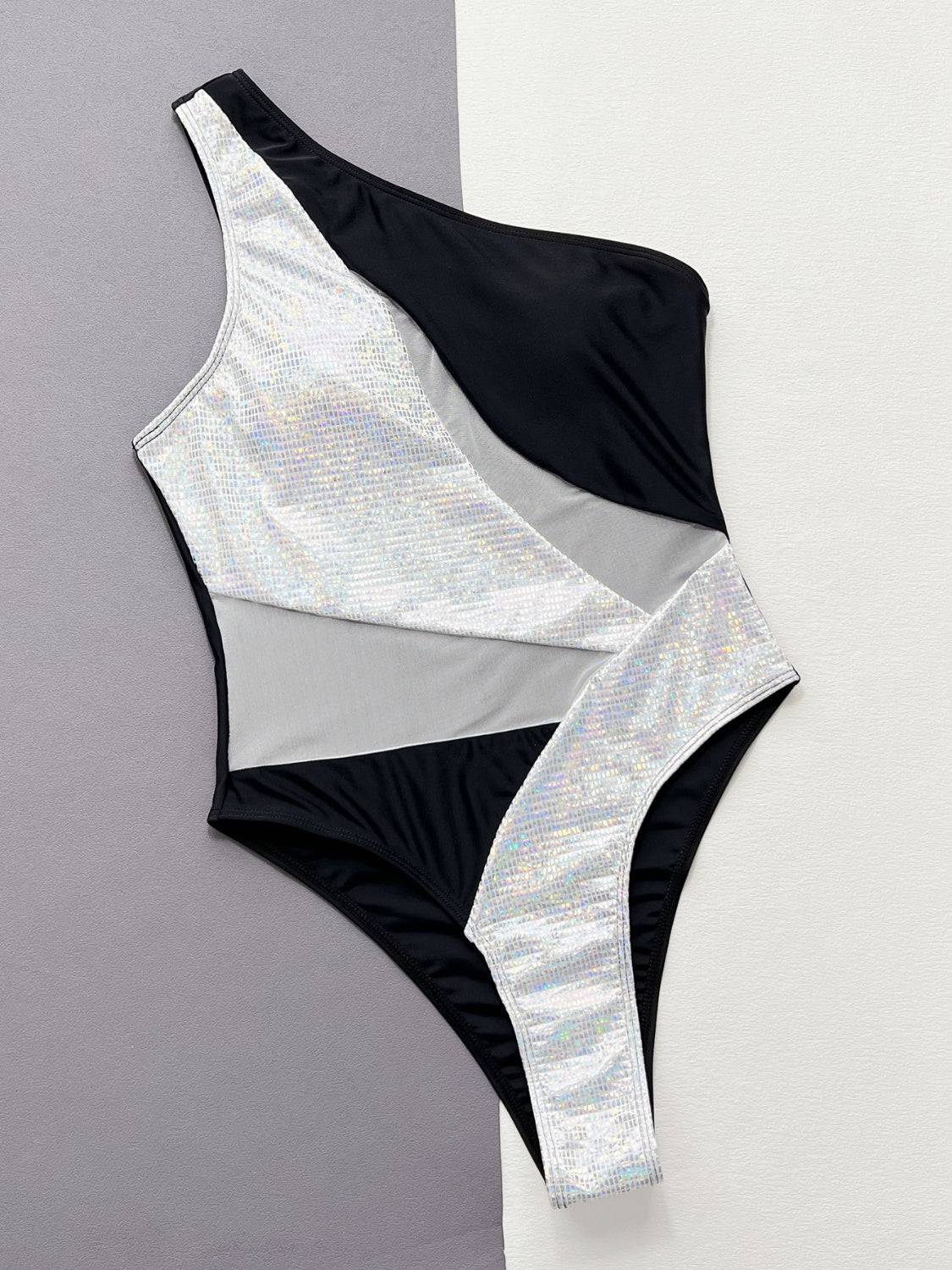 Contrast Panel One-Piece Swimsuit - Sosea Swimwear
