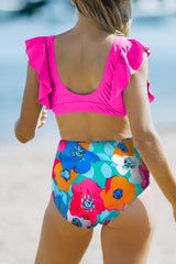 Cropped Swim Top and Floral Bottoms Set - Sosea Swimwear