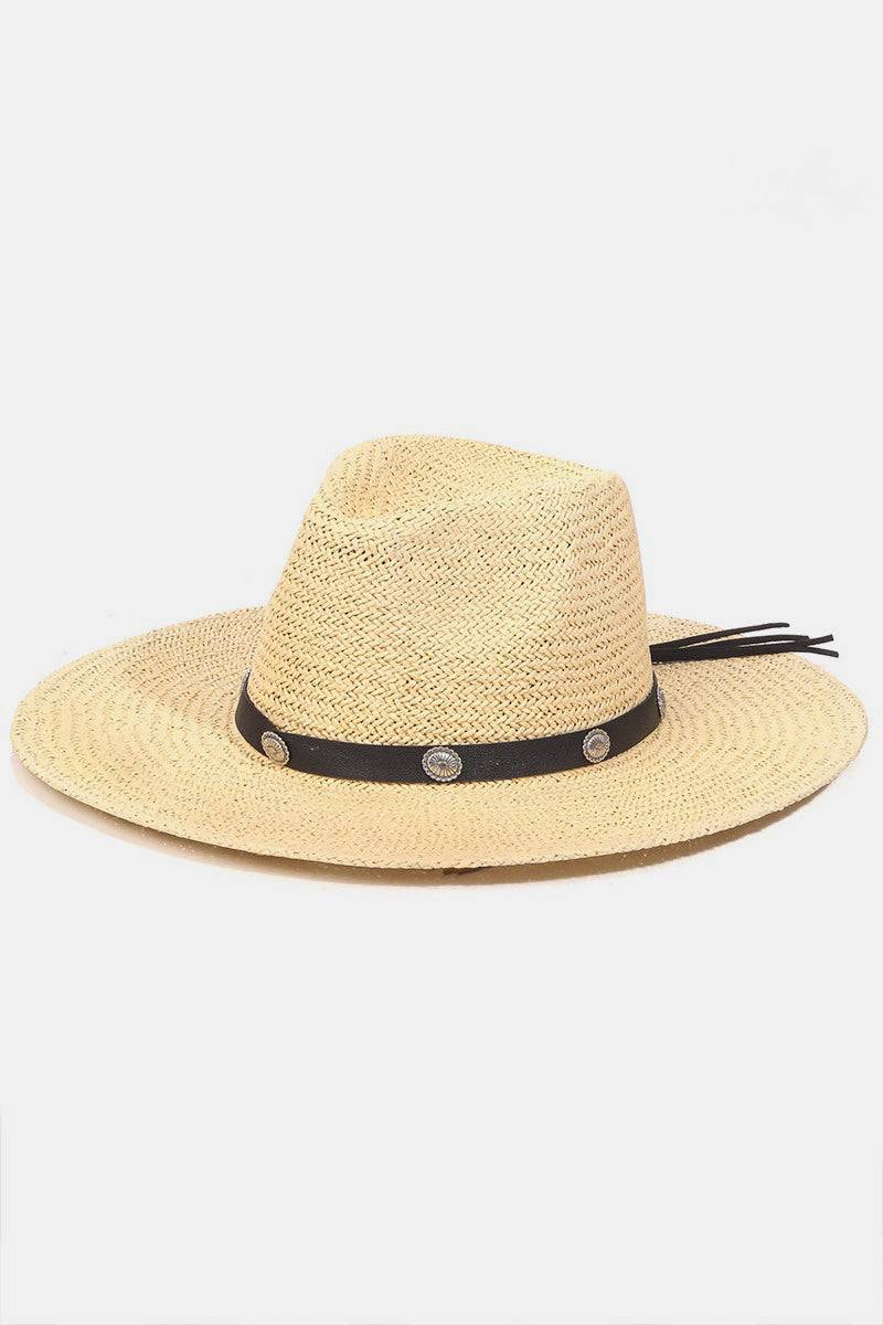 Fame Belt Strap Straw Hat - Sosea Swimwear