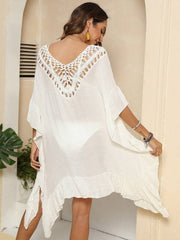 Cutout Ruffled Half Sleeve Cover-Up - Sosea Swimwear