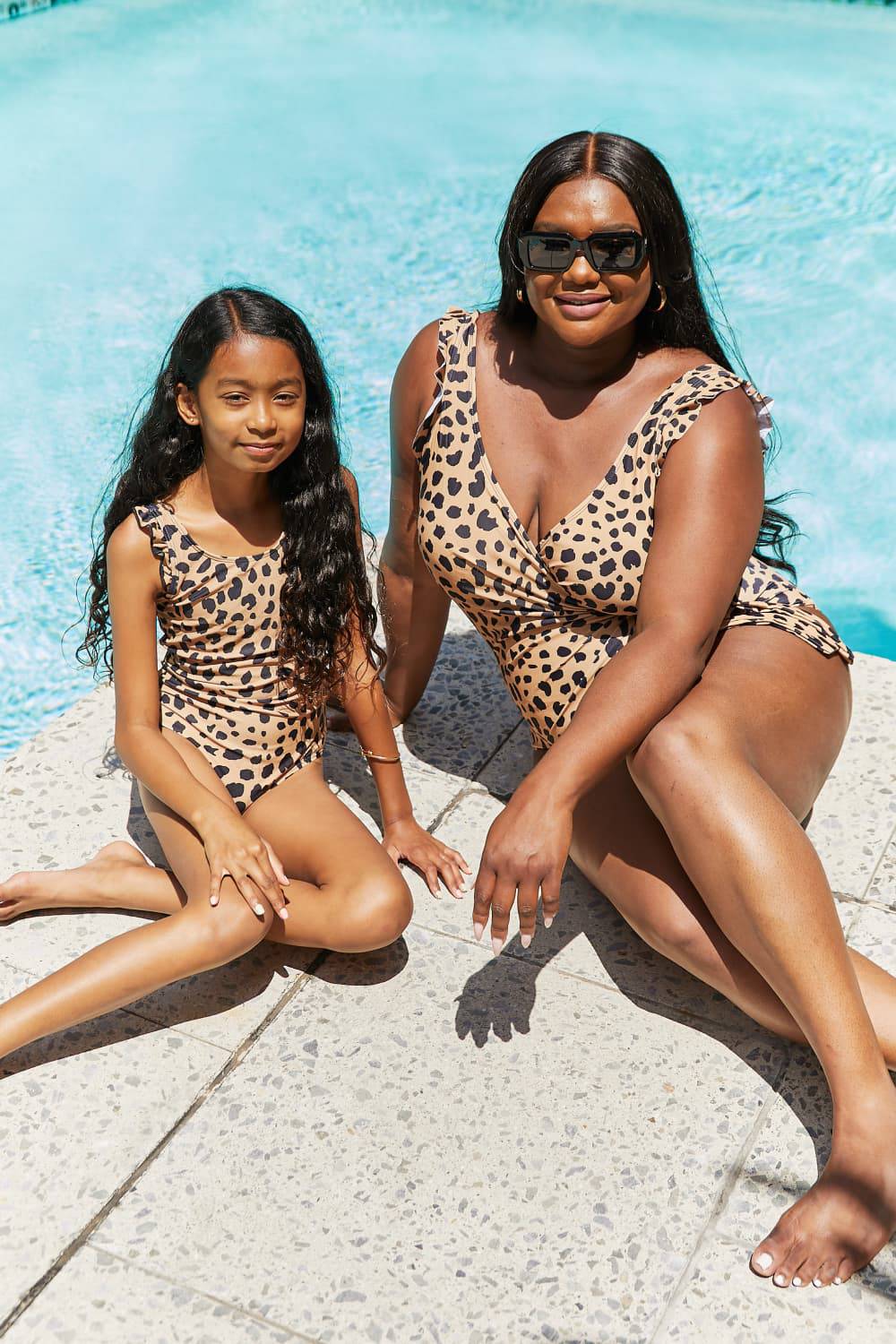 Marina West Swim Full Size Float On Ruffle Faux Wrap One-Piece in Leopard - Sosea Swimwear