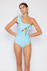 Marina West Swim Vacay Mode One Shoulder Swimsuit in Pastel Blue - Sosea Swimwear