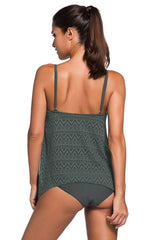 Full Size Spaghetti Strap Scoop Neck Tankini Set - Sosea Swimwear