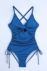 Cutout V-Neck Spaghetti Strap One-Piece Swimwear - Sosea Swimwear