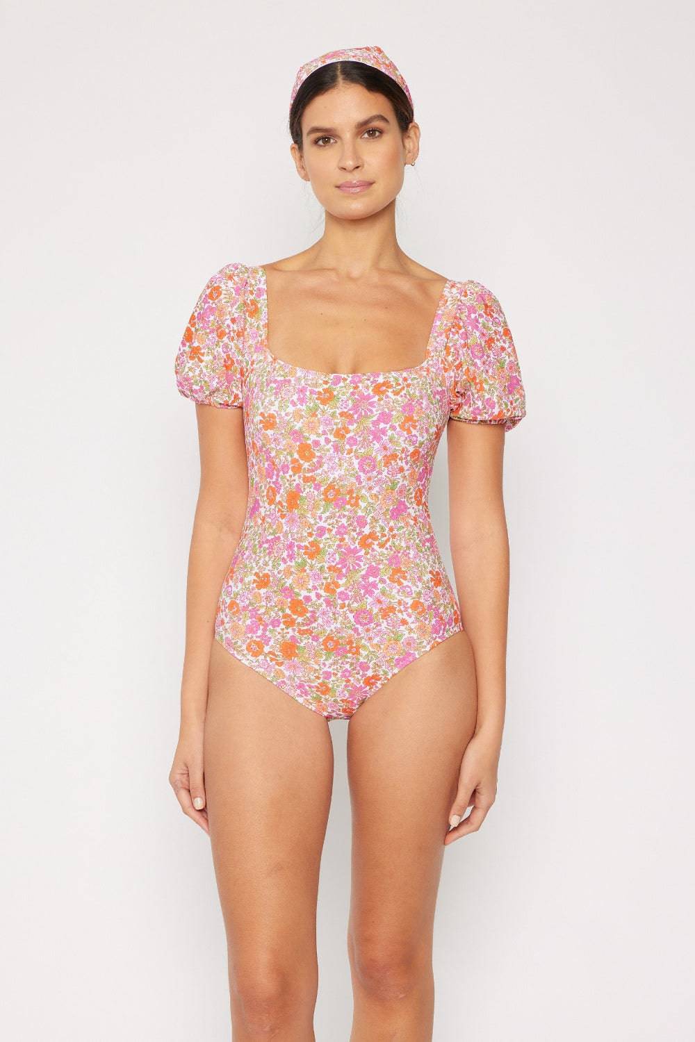 Marina West Swim Floral Puff Sleeve One-Piece - Sosea Swimwear