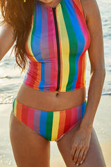 Rainbow Striped Split Bikini - Sosea Swimwear