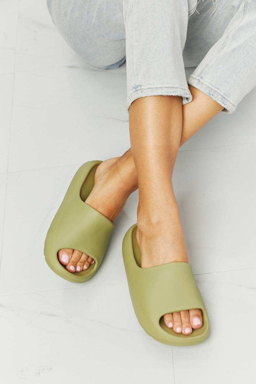 NOOK JOI In My Comfort Zone Slides in Green - Sosea Swimwear