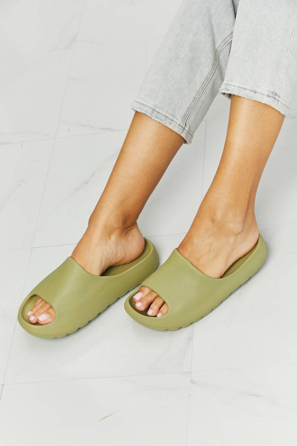 NOOK JOI In My Comfort Zone Slides in Green - Sosea Swimwear