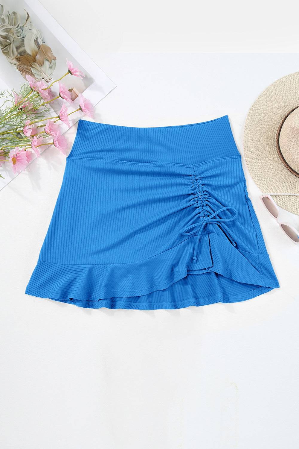 Ruched Elastic Waist Swim Skirt - Sosea Swimwear