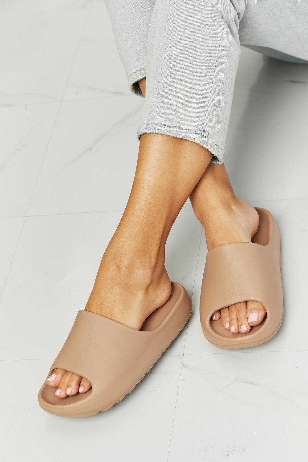 NOOK JOI In My Comfort Zone Slides in Beige - Sosea Swimwear