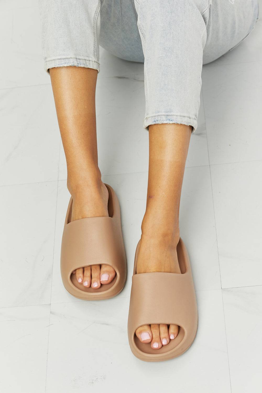 NOOK JOI In My Comfort Zone Slides in Beige - Sosea Swimwear