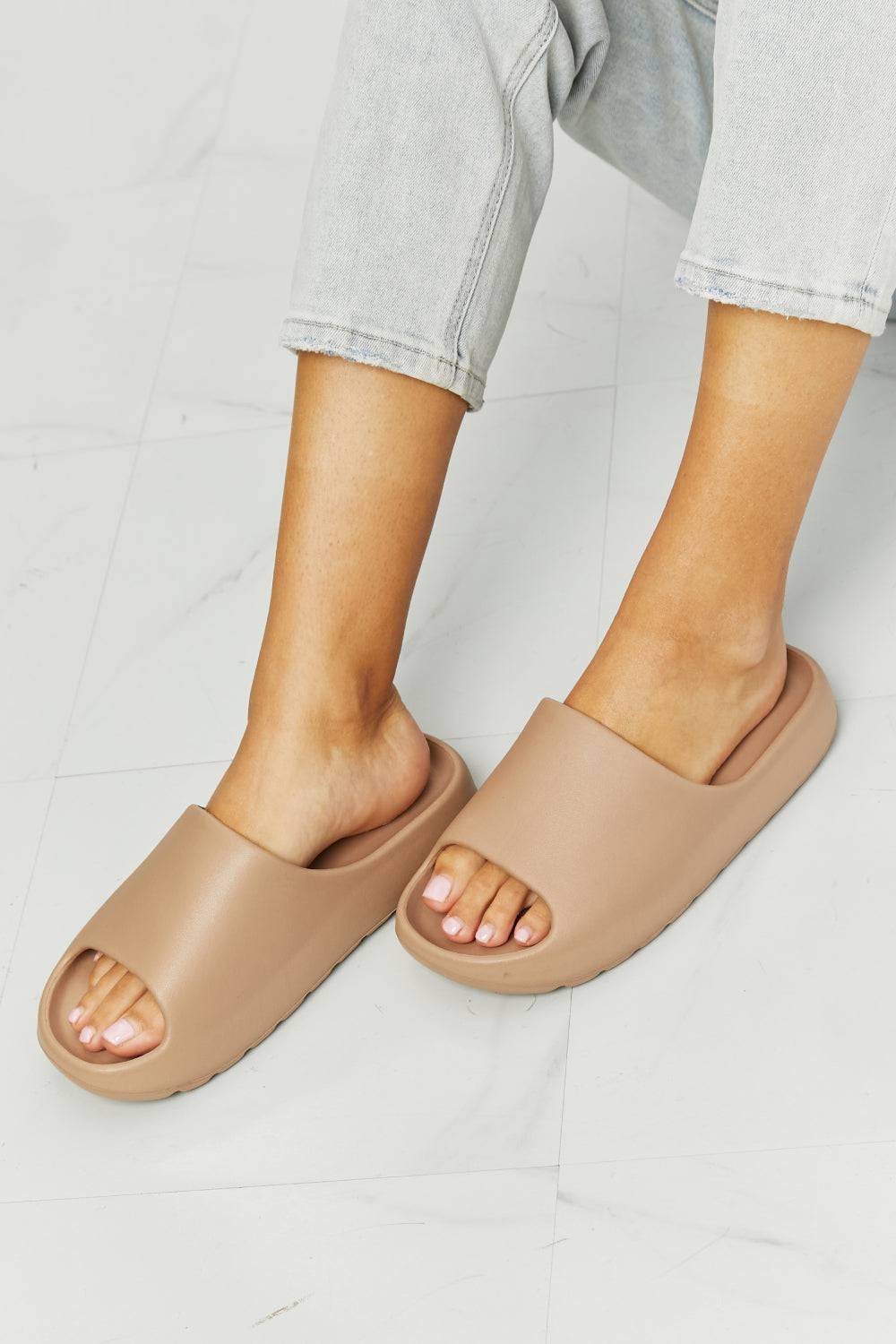 NOOK JOI In My Comfort Zone Slides in Beige - Sosea Swimwear