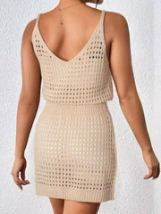 Openwork V-Neck Sleeveless Cover Up Dress - Sosea Swimwear