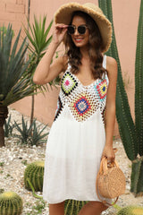 Geometric V-Neck Spaghetti Strap Cover Up Dress - Sosea Swimwear