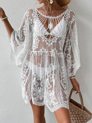 Lace Round Neck Cover-Up - Sosea Swimwear