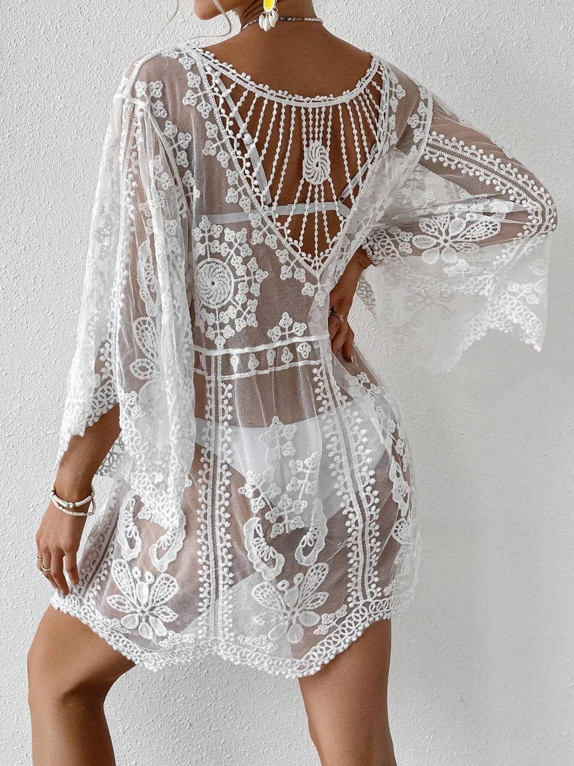 Lace Round Neck Cover-Up - Sosea Swimwear